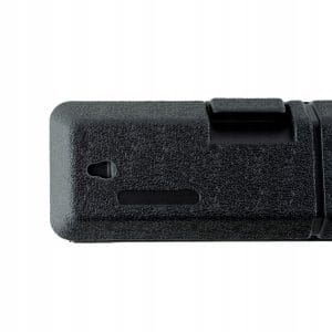 a close up of a black object