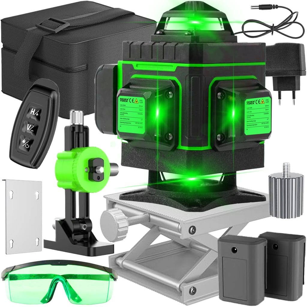 Aku. 16 linijski zeleni gradbeni laserski nivelir 2x 2400mah LCD LL28 AKCIJA