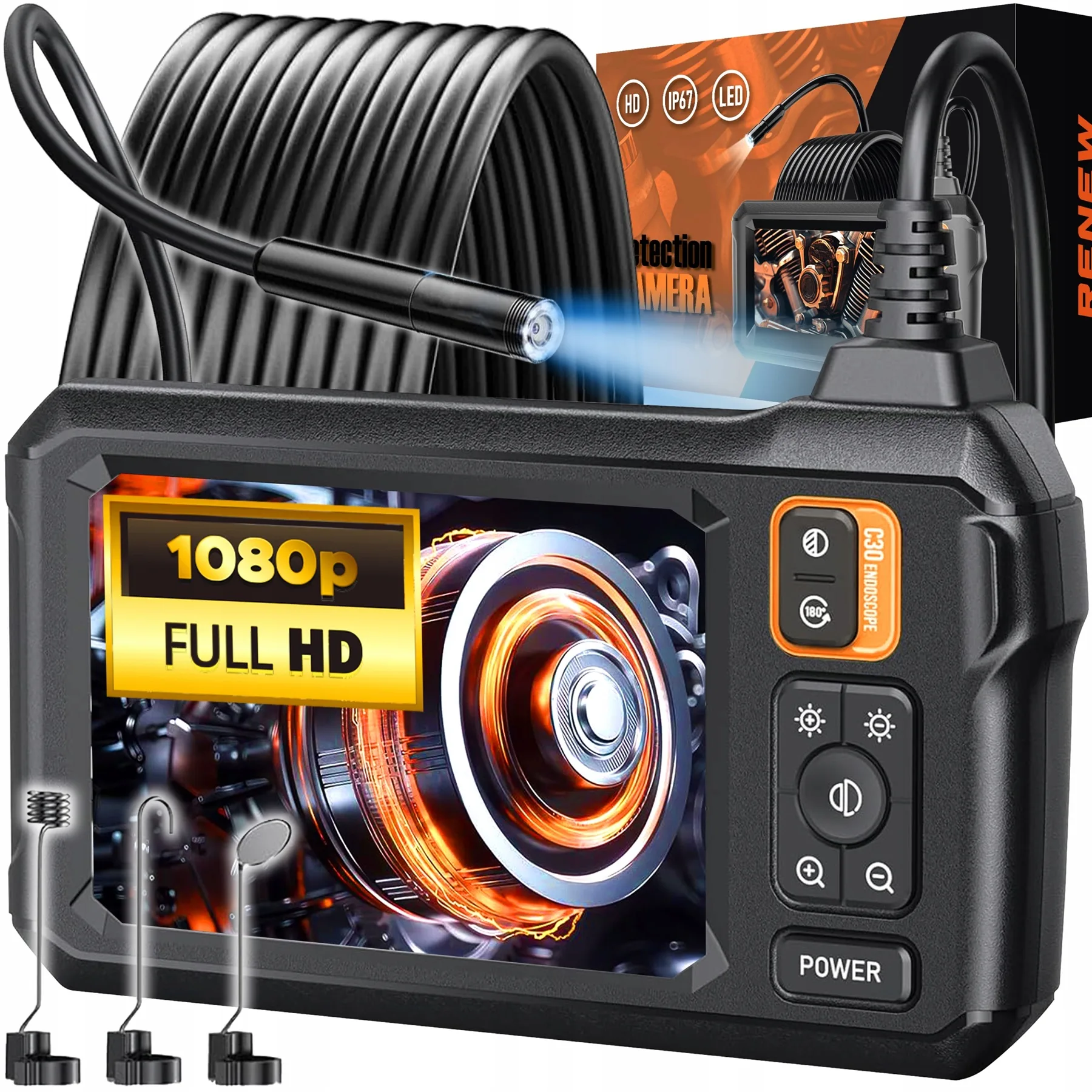 LCD LED 8 mm Full HD endoskopska inspekcijska kamera s monitorom 5 m IP67 3 LCD LED 8mm Full HD endoskopska inspekcijska kamera s monitorom 5m IP67