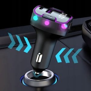 Avto FM oddajnik in polnilec bluetooth 3x USB 12-24V LED RGB