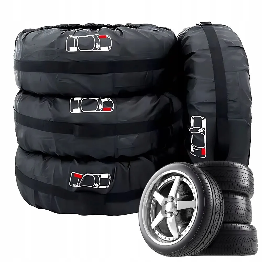 Set of 4 car tire covers 13-17 inches with handles for easy storage.