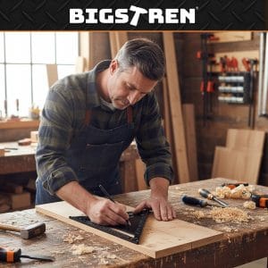 Velik alu. mizarski kotnik 300x300x450mm črn in svinčniki