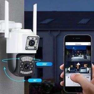 WIFI 4G dvojna brezžična vrtljiva 6MPX videonadzorna kamera IR LED bela