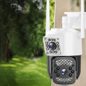 WIFI 4G dvojna brezžična vrtljiva 6MPX videonadzorna kamera IR LED bela