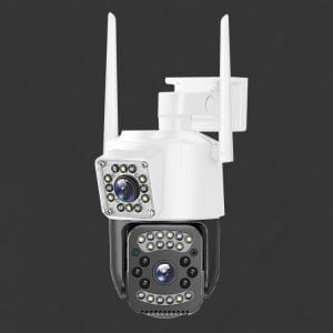 WIFI 4G dvojna brezžična vrtljiva 6MPX videonadzorna kamera IR LED bela