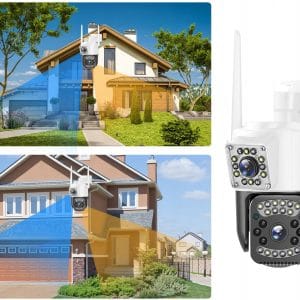 WIFI 4G dvojna brezžična vrtljiva 6MPX videonadzorna kamera IR LED bela