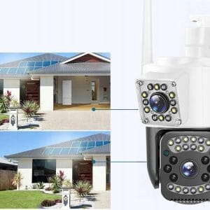 WIFI 4G dvojna brezžična vrtljiva 6MPX videonadzorna kamera IR LED bela