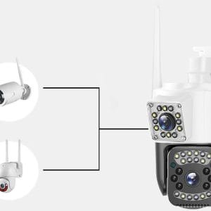 WIFI 4G dvojna brezžična vrtljiva 6MPX videonadzorna kamera IR LED bela