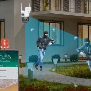 WIFI 4G dvojna brezžična vrtljiva 6MPX videonadzorna kamera IR LED bela