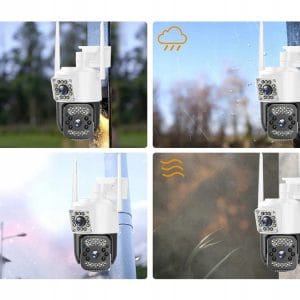 WIFI 4G dvojna brezžična vrtljiva 6MPX videonadzorna kamera IR LED bela