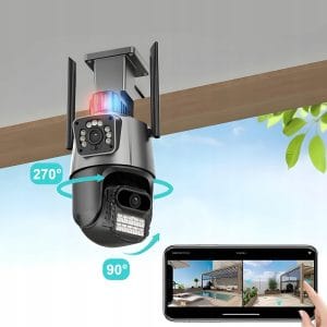 WIFI dvojna brezžična vrtljiva 3MPX Full HD videonadzorna kamera IR PIR LED siva 25 Siva brezžična vrtljiva 3MPX Full HD nadzorna kamera