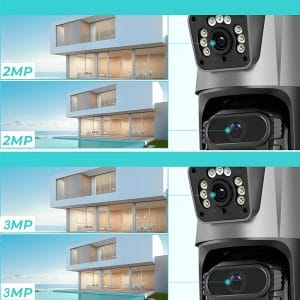 WIFI dvojna brezžična vrtljiva 3MPX Full HD videonadzorna kamera IR PIR LED siva 26 {