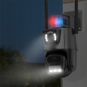 WIFI dvojna brezžična vrtljiva 3MPX Full HD videonadzorna kamera IR PIR LED siva 19 Siva WIFI dvojna vrtljiva videonadzorna kamera