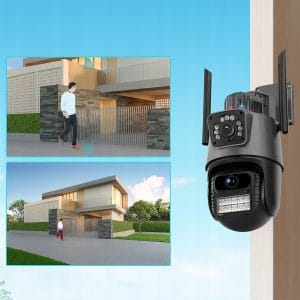 WIFI dvojna brezžična vrtljiva 3MPX Full HD videonadzorna kamera IR PIR LED siva 21 Siva WIFI dvojna vrtljiva videonadzorna kamera z IR PIR LED