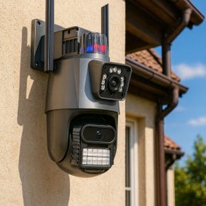 WIFI dvojna brezžična vrtljiva 3MPX Full HD videonadzorna kamera IR PIR LED siva 22 Siva WIFI dvojna brezžična vrtljiva 3MPX Full HD nadzorna kamera