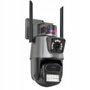 WIFI dvojna brezžična vrtljiva 3MPX Full HD videonadzorna kamera IR PIR LED siva 23 Siva dvojna brezžična vrtljiva 3MPX Full HD kamera z IR PIR LED