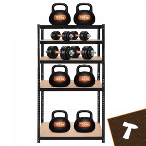 Kovinski skladiščni regal 180x90x40cm brez vijakov 200kg na polico črn