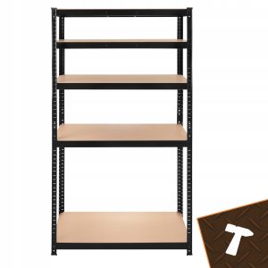 Kovinski skladiščni regal 180x90x40cm brez vijakov 200kg na polico črn