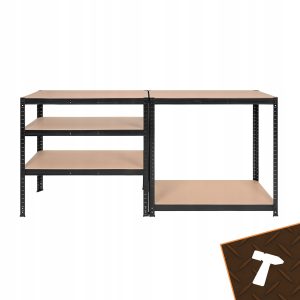 Kovinski skladiščni regal 180x90x40cm brez vijakov 200kg na polico črn