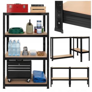 Kovinski skladiščni regal 150x75x30cm brez vijakov 175kg na polico črn