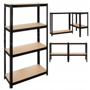 Metalni stalak za odlaganje 150x75x30cm bez vijaka 175kg po polici crni