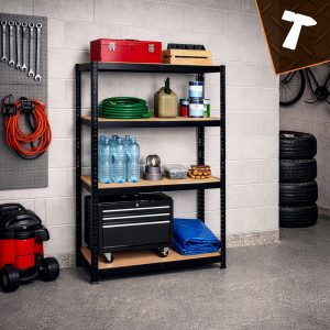 Alternative view of Kovinski skladiščni regal 150x75x30cm brez vijakov 175kg na polico črn