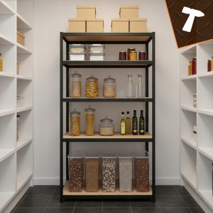 Alternative view of Kovinski skladiščni regal 180x100x60cm brez vijakov 200kg na polico črn