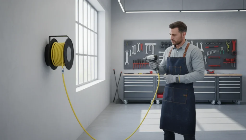 Revolucionirajte Svojo Delavnico: Moč Urejenosti in Učinkovitosti z Izvlečno Kompresorsko Cevjo