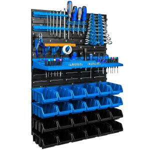 Modularni 47 delni stenski organizator orodja PVC 576x780mm 12 Modularni stenski organizator orodja iz sive in rdeče plastike s predali