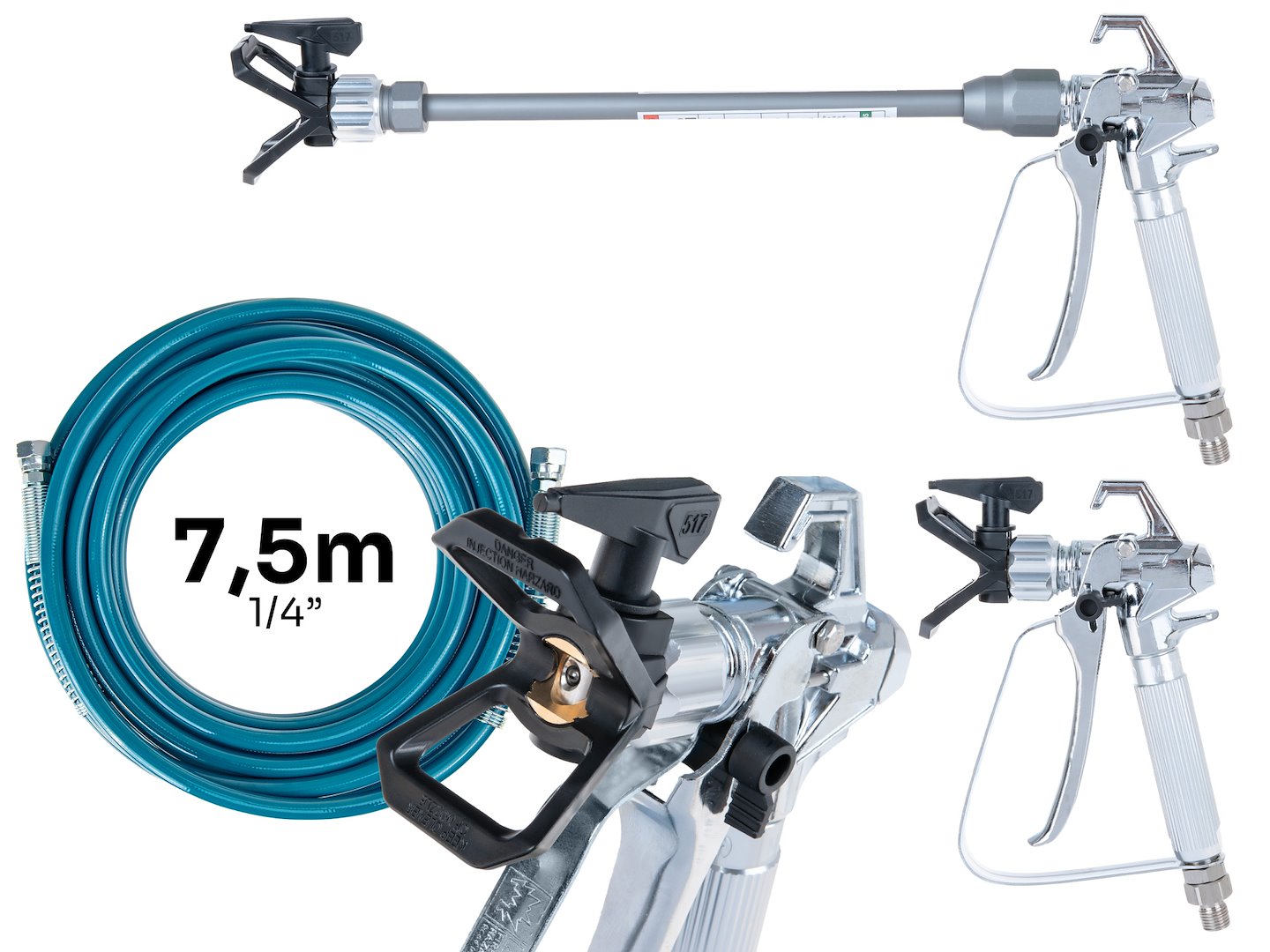 Set 700W razpršilec barve airless 7.5m hidrodinamična lakirna enota 200Bar X10 3 Električni brezzračni razpršilec barve s cevjo in pištolo na stojalu