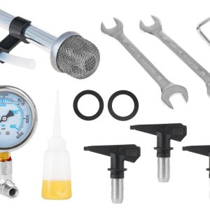 Set 1000W razpršilec barve airless 13m hidrodinamična lakirna enota 210Bar 27 Brizgalnik barve s cevjo in pištolo ob rdečem ohišju naprave